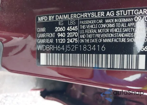 2002 Mercedes-Benz C 320 from USA, damaged, VIN WDBRH64J52F183416